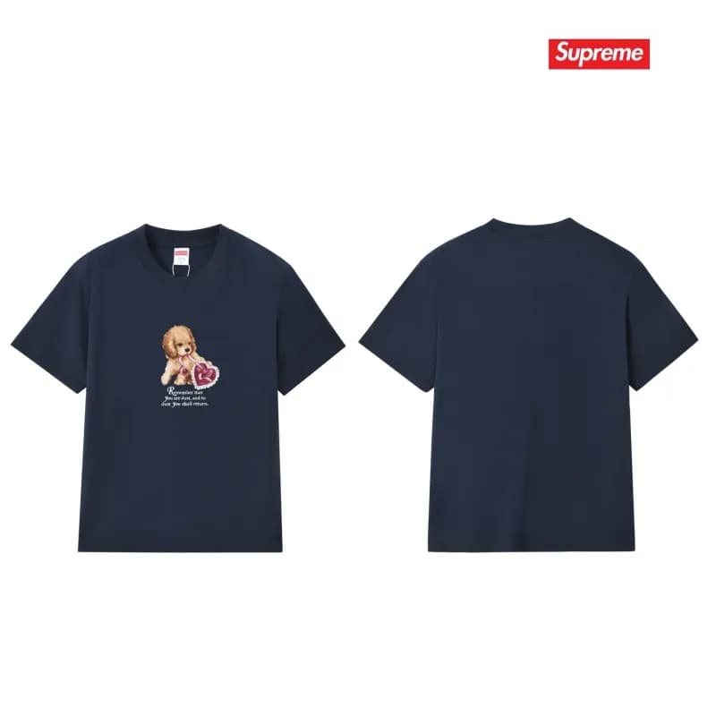 Supreme T-Shirt Graphic Print — 324藏青