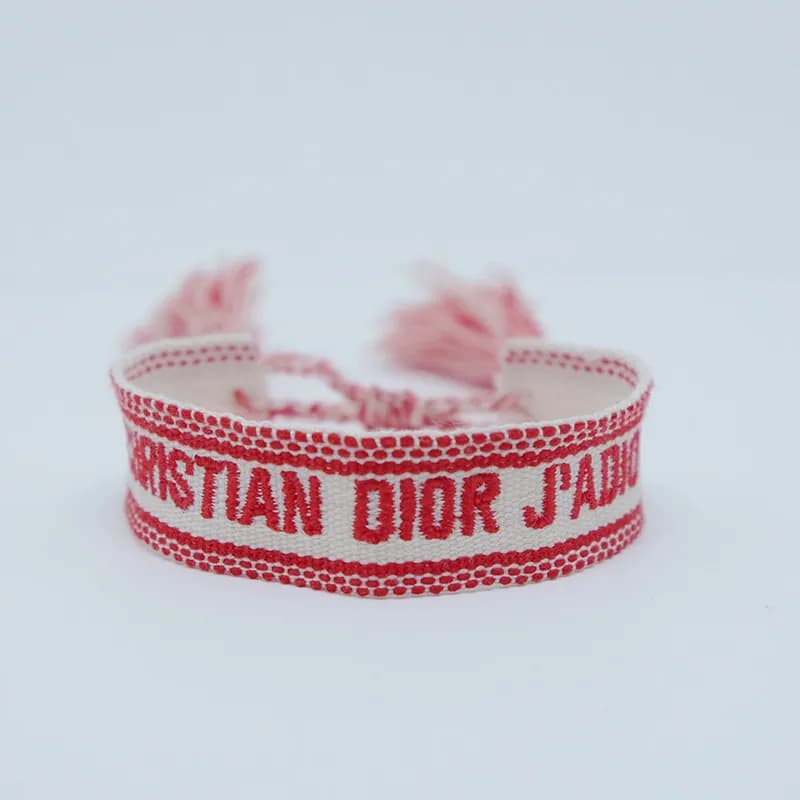 Dior J'ADIOR Woven Bracelet Red and White Logo Tape