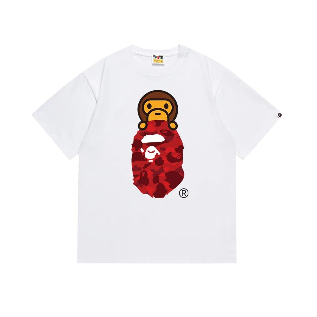 BAPE Ape Head Tee White Logo — 168白红
