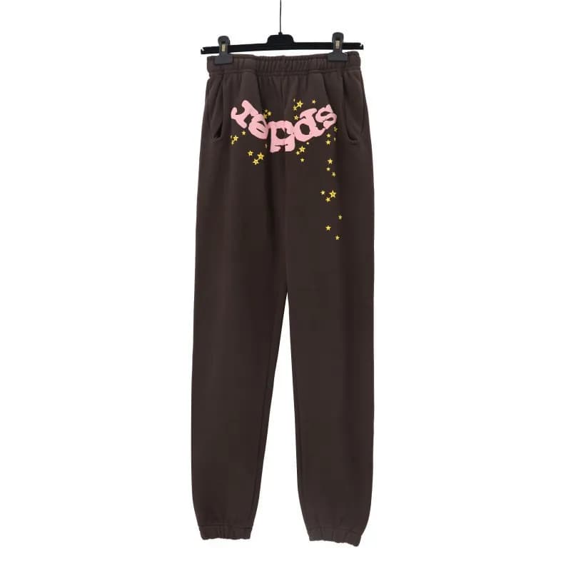 Sp5der Hooded Sweatshirt Star Print Logo — 146-2棕色
