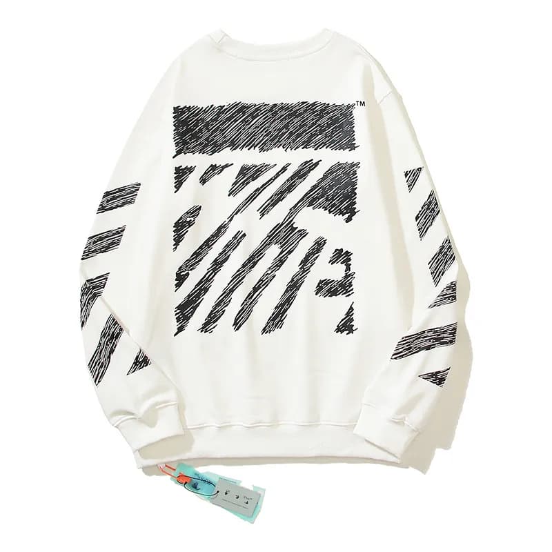 Off-White Cotton Sweatshirt Blue Arrow Print — 2080白色