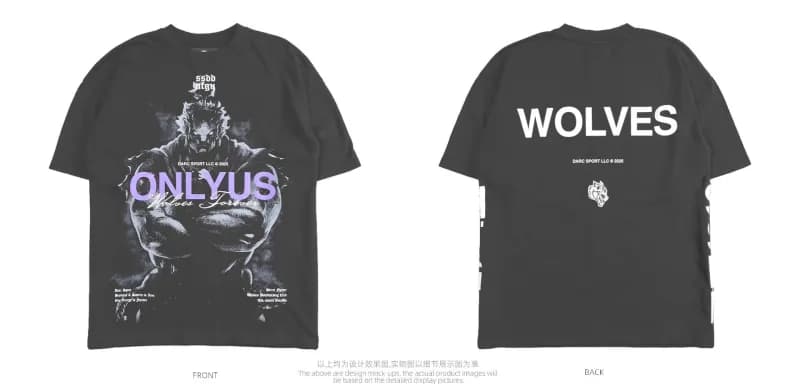 Graphic Tee Wolves Print