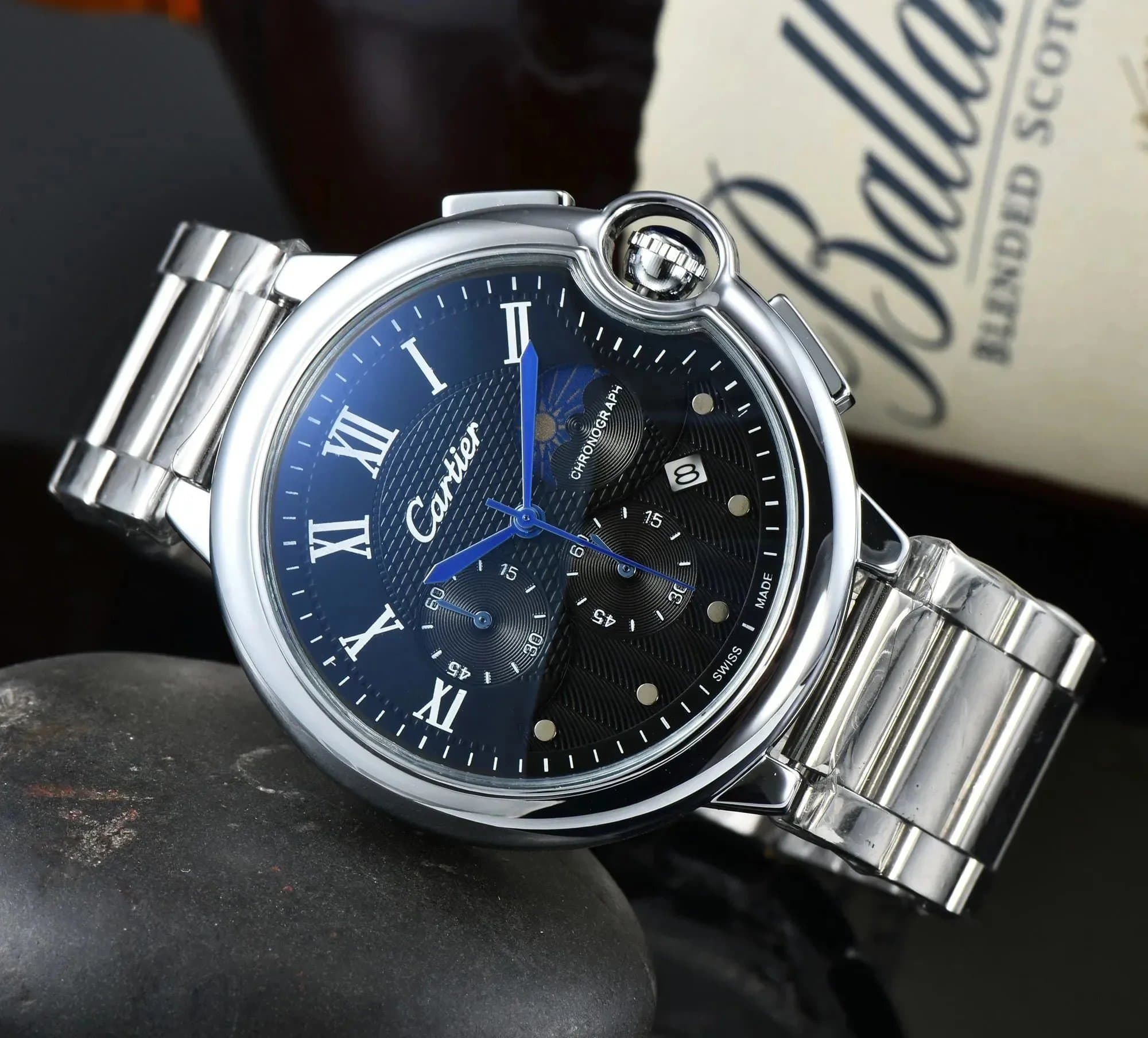 Cartier Santos Chronograph Blue Dial with Roman Numerals