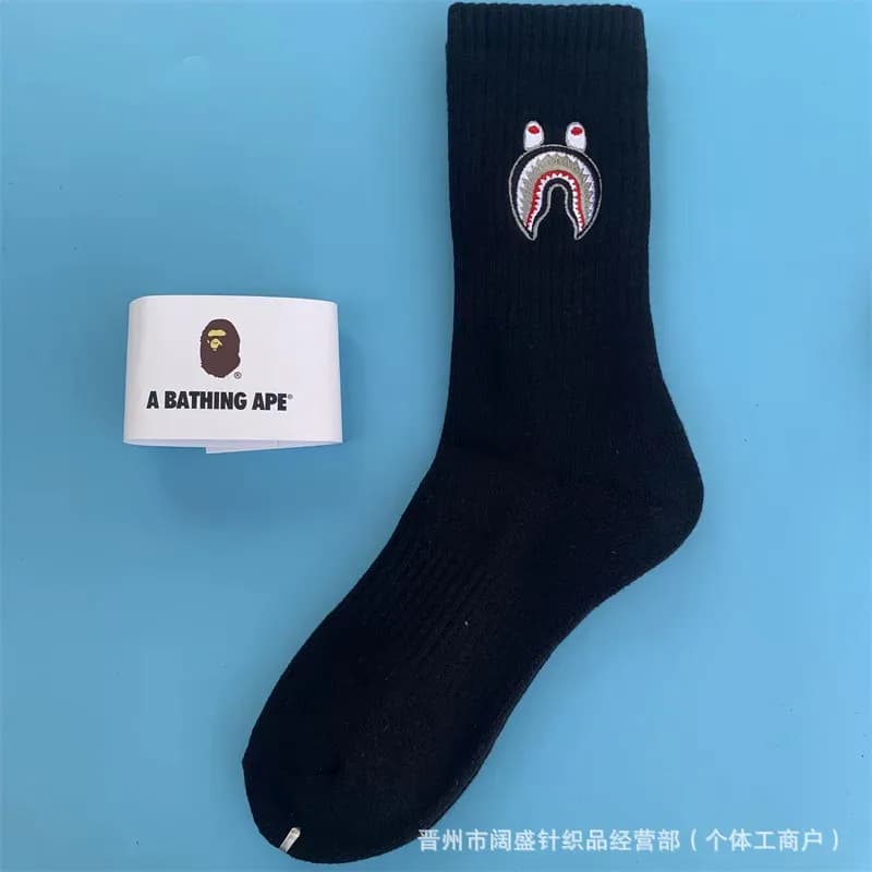 BAPE Crew Sock Shark Embroidery
