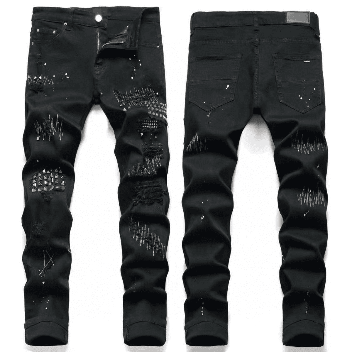 Amiri Distressed Patchwork Jeans Custom Print Patch — 26