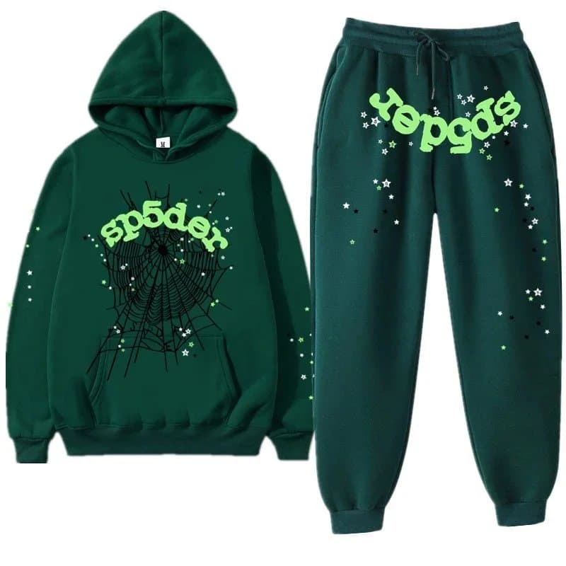 Sp5der Hoodie and Joggers Set Spider Web Logo — 7
