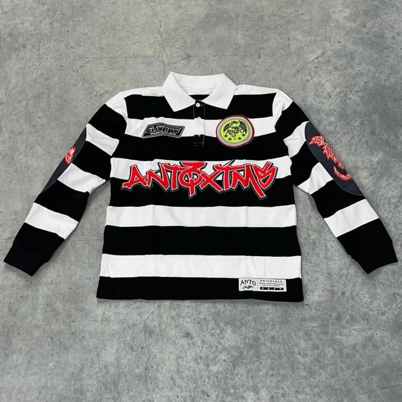 Anti Social Social Club Long-Sleeve Polo Striped Logo
