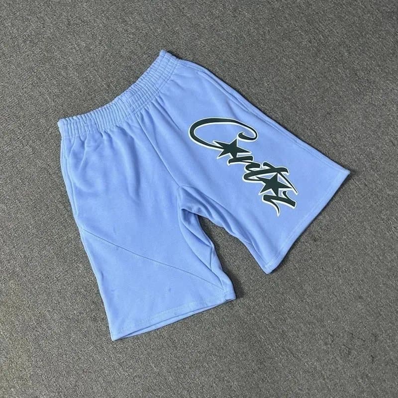 Travis Scott Graphic Shorts Pink Script Logo — 805浅蓝