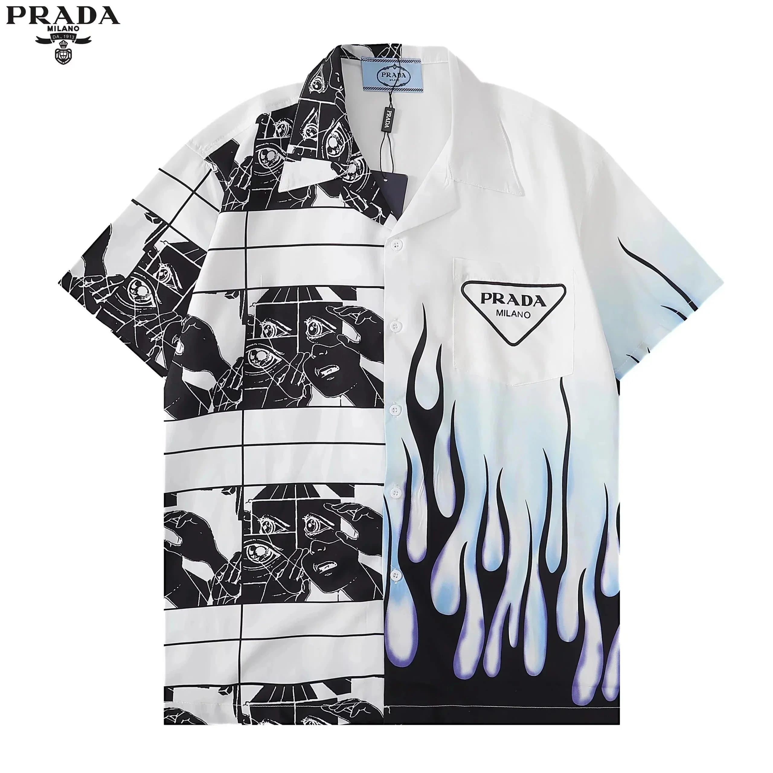 Prada Floral Print Shirt Daisy Pattern — 010204032