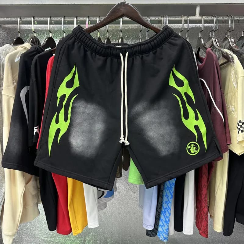 Sp5der Flame Shorts Neon Flame Print