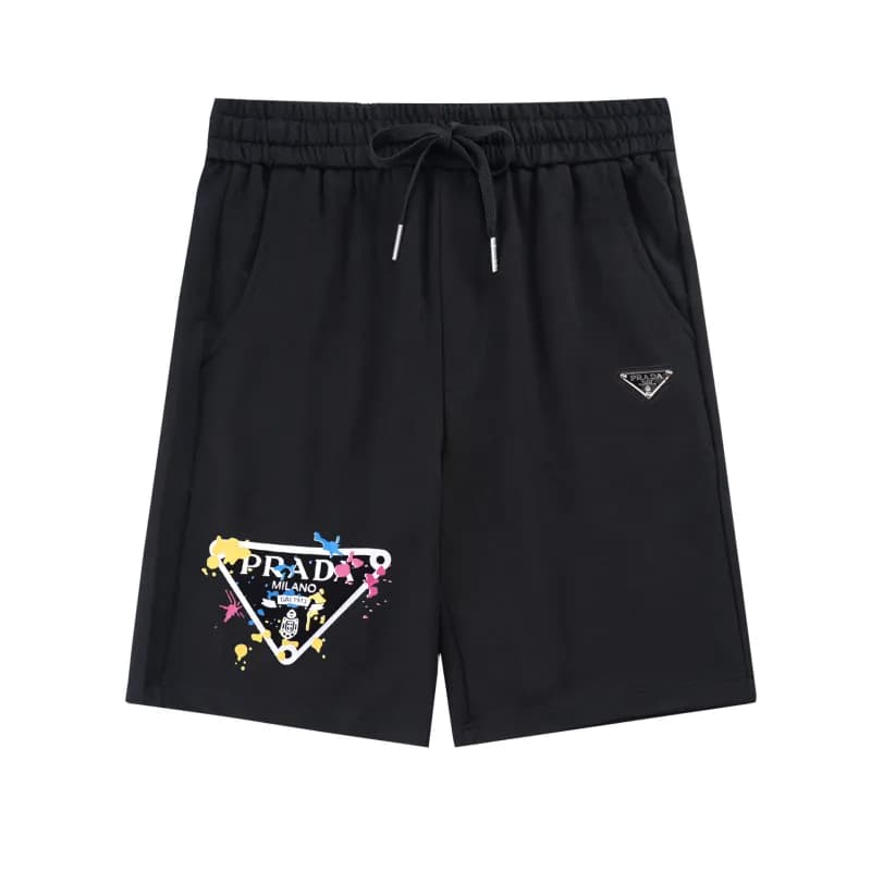 Prada Logo-Embellished Shorts Metallic Triangle Patch — 739 black