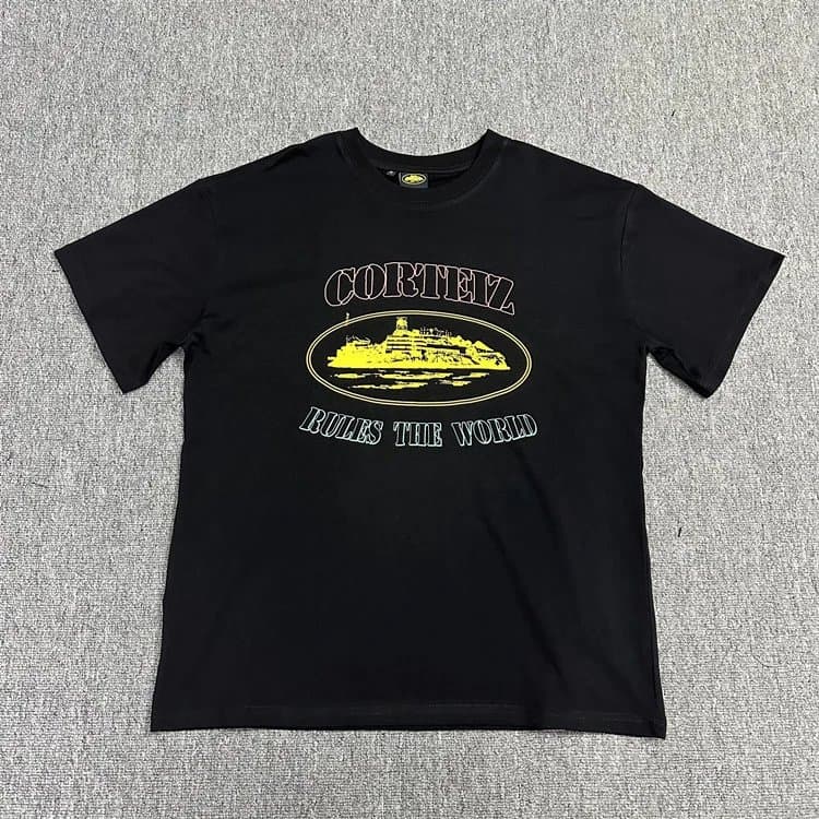 Logo Tee Corteiz Script — Black print on mixed color 3102
