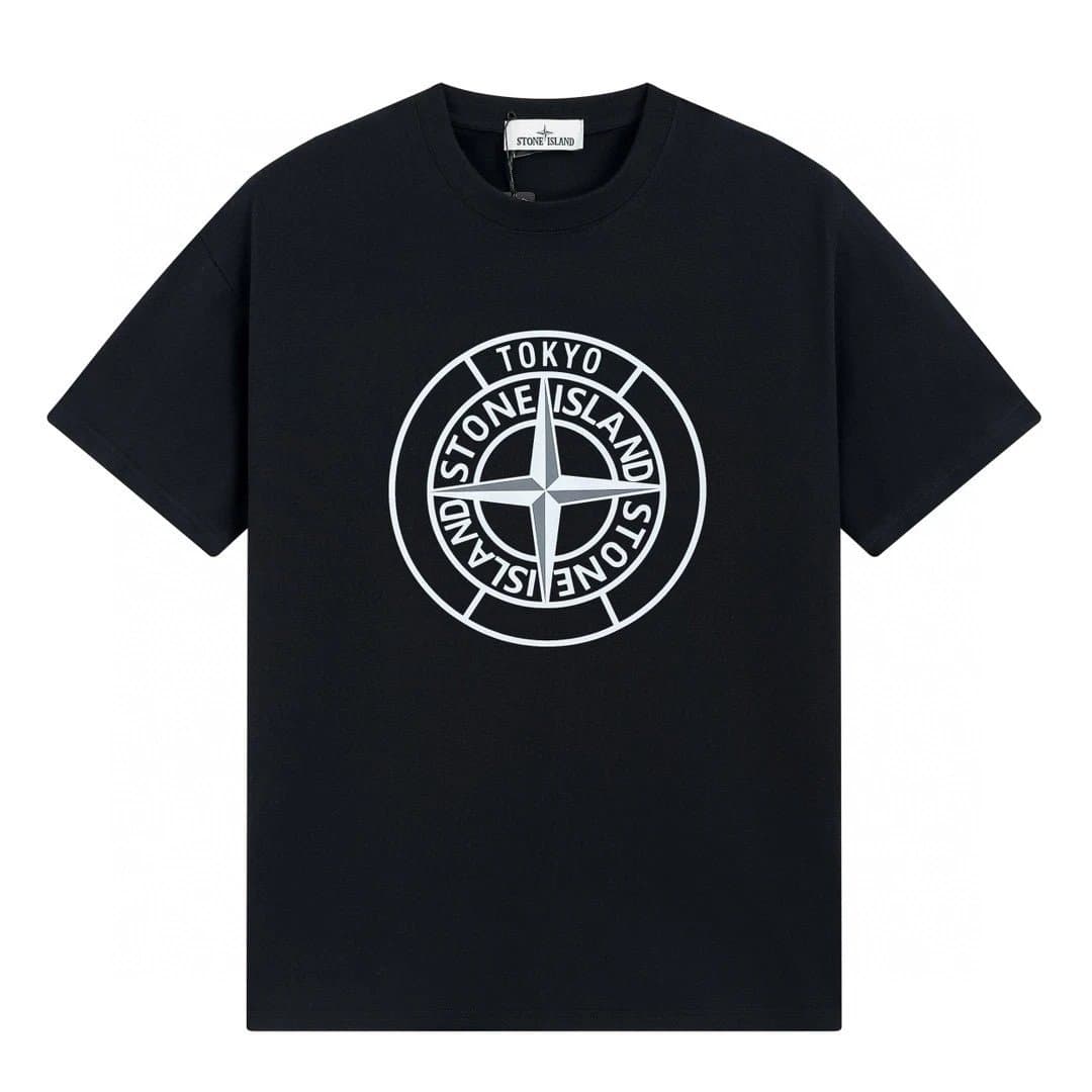 Stone Island Compass Logo T-Shirt Split Compass Print — 28