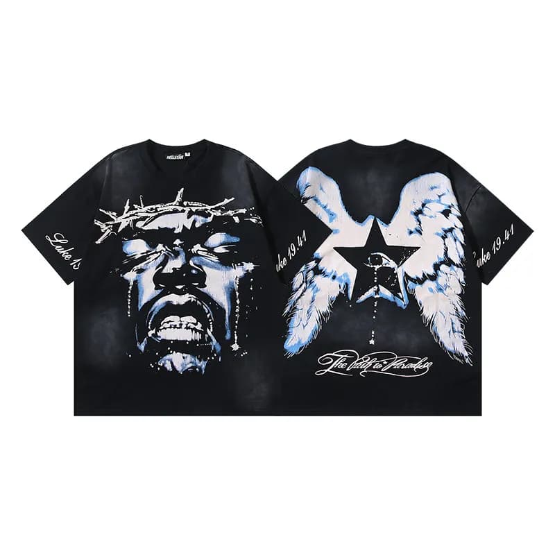 Travis Scott Graphic Tee Crown & Wings Print
