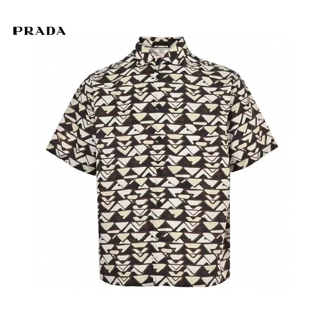 Prada Polo Shirt Contrast Trim — 09黑白花衬衫