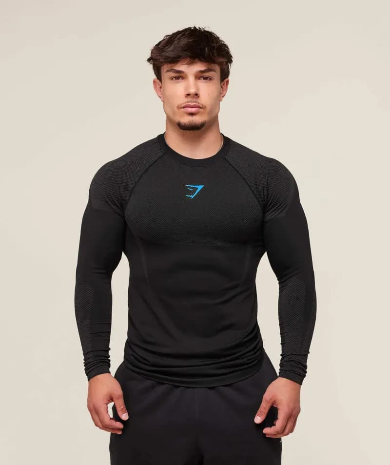 Compression Long Sleeve Blue Logo