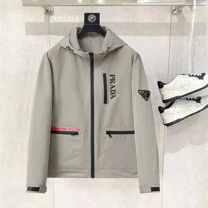 Prada Hooded Windbreaker Jacket Logo Patch — 17