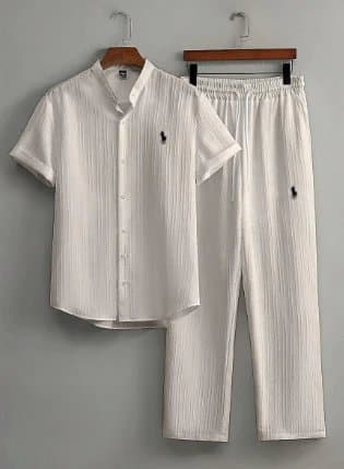 Polo Ralph Lauren Short-Sleeve Shirt and Jogger Set Ribbed Texture