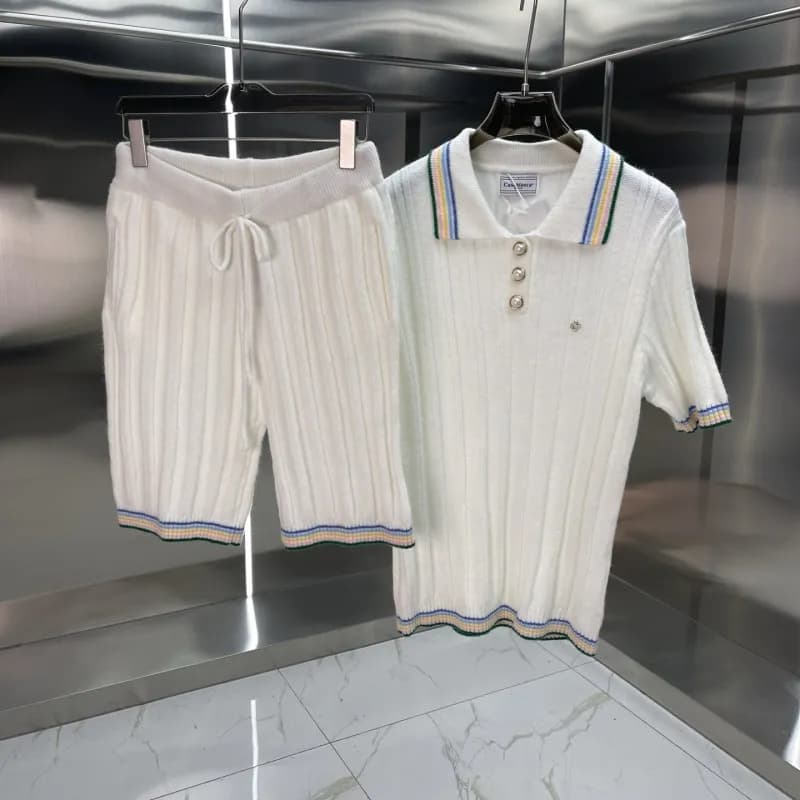Off-White Knit Polo Dress Multi-Color Zigzag — 225-06