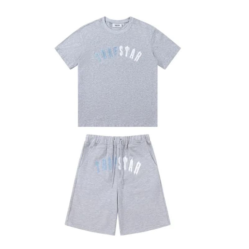 Sp5der T-Shirt and Shorts Set Graffiti Print — 633灰色一套