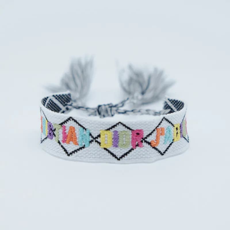 Dior J'Adior Woven Bracelet Pink with Black Logo — 59#