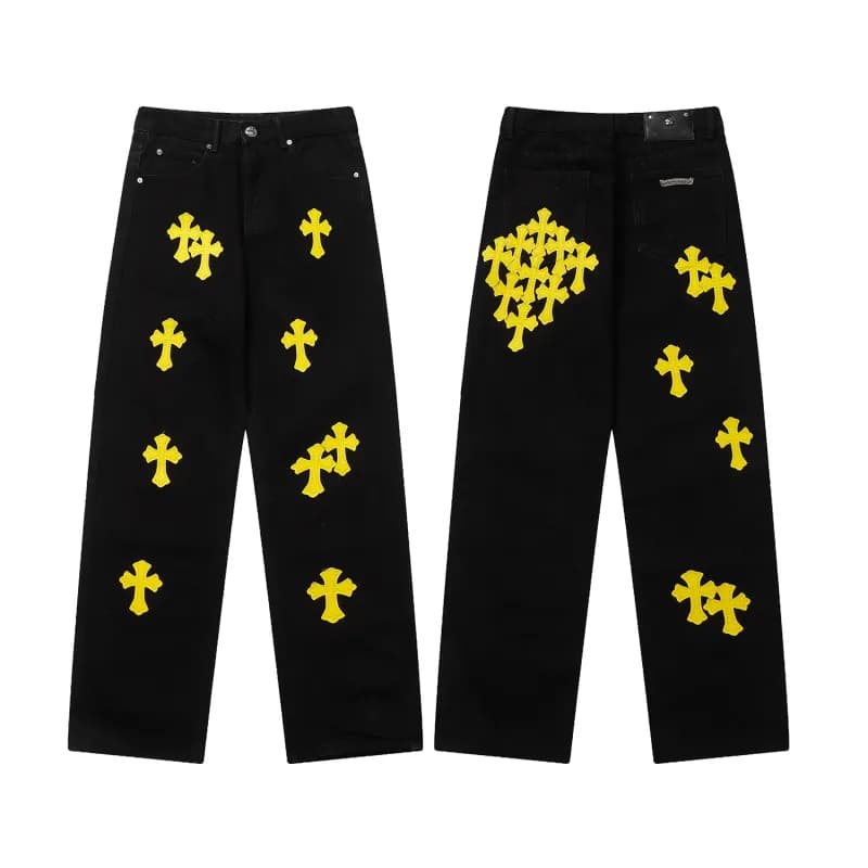 Chrome Hearts Cross Patch Jeans Embroidered Crosses — 9928
