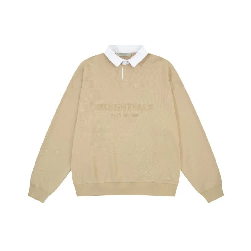 Fear of God Essentials Polo Collar Sweatshirt Essentials Logo — 沙石白