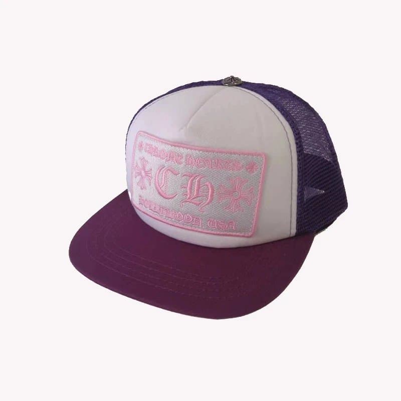 Chrome Hearts Trucker Hat Pink Embroidered Logo