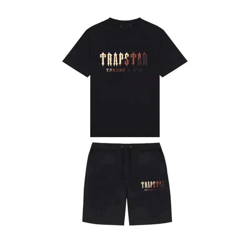 Trapstar Logo Tee & Shorts Set Orange Logo — 19