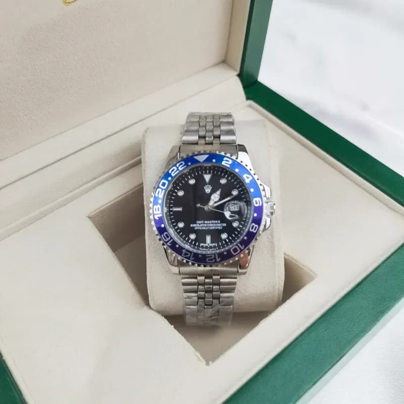 Rolex Submariner Blue Dial with Gold Bezel — Four-pin coke circle five baht silver watch strap blue and purple circle