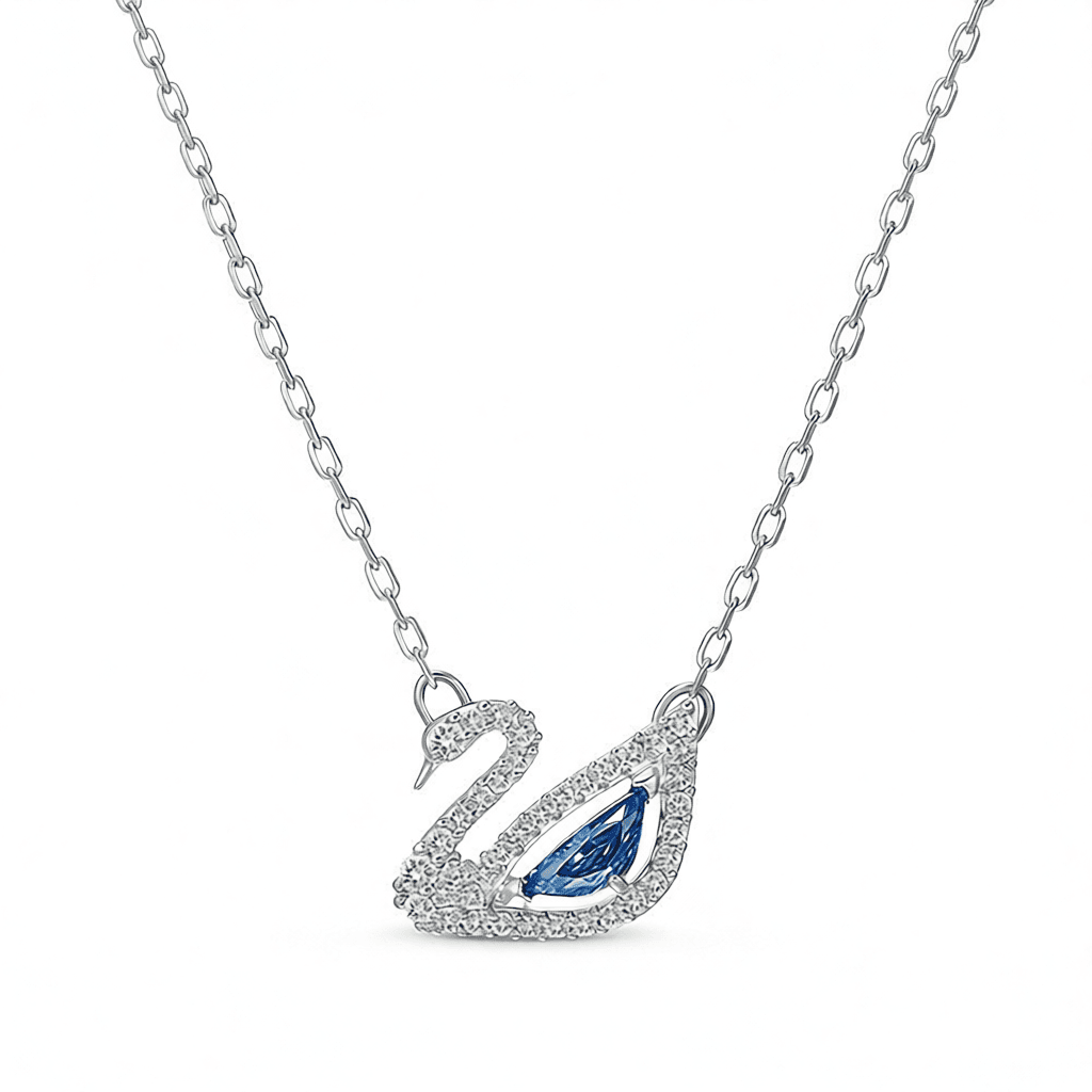 Swarovski Swan Necklace Crystal Swan with Blue Stone