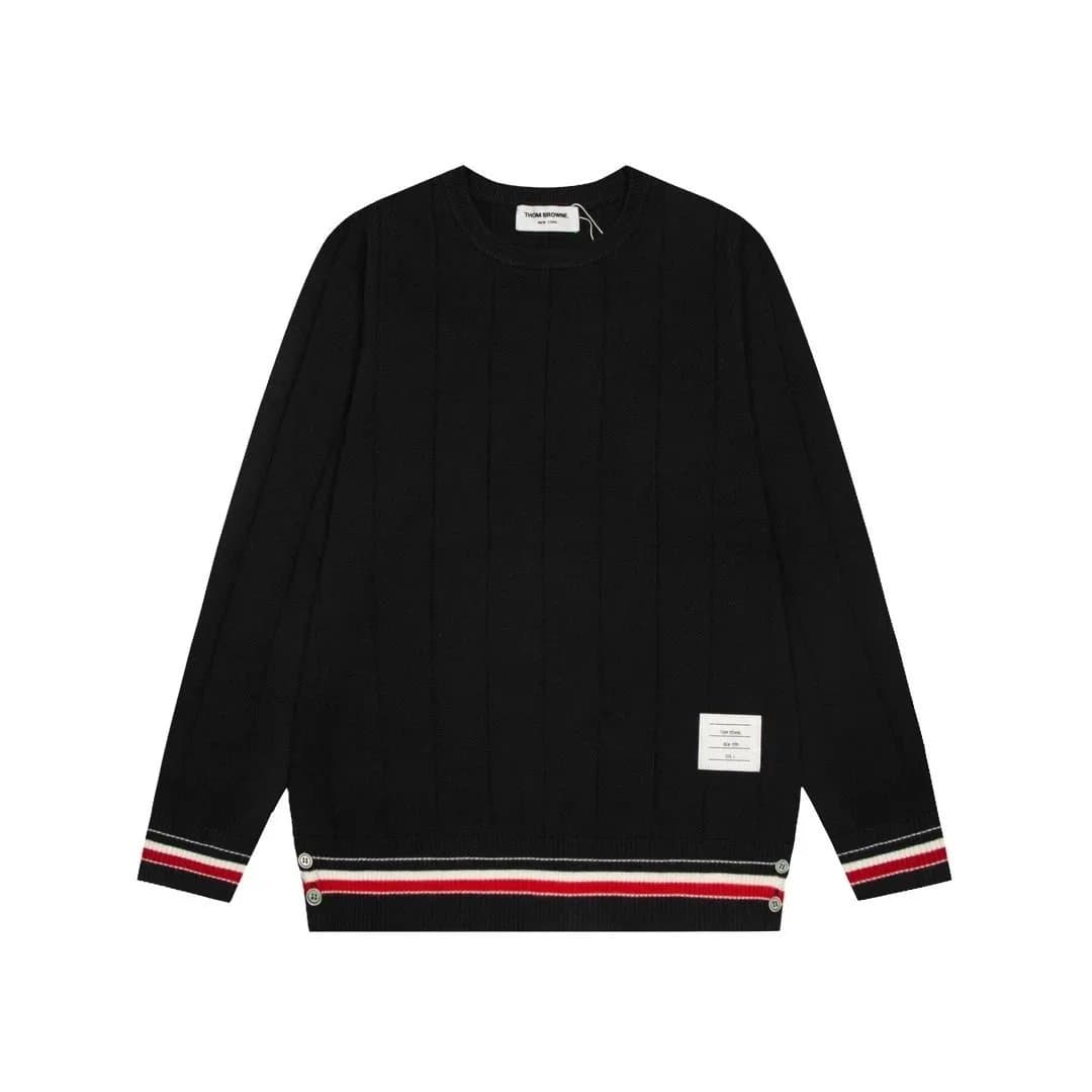 Thom Browne Ribbed Crewneck Sweater Four-Bar Stripe