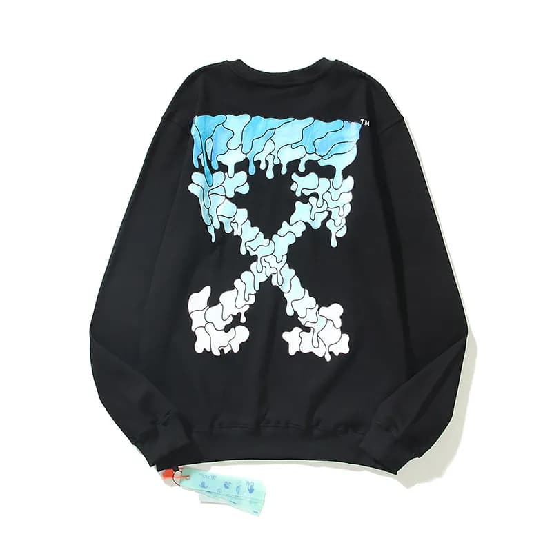 Off-White Cotton Sweatshirt Dripping Arrow Print