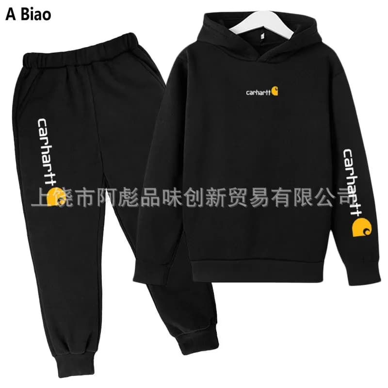 Carhartt Hoodie and Joggers Set Heather Grey with Logo — 02A