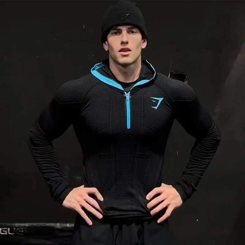 Lululemon Performance Zip-Up Hoodie Black with Cyan Accents