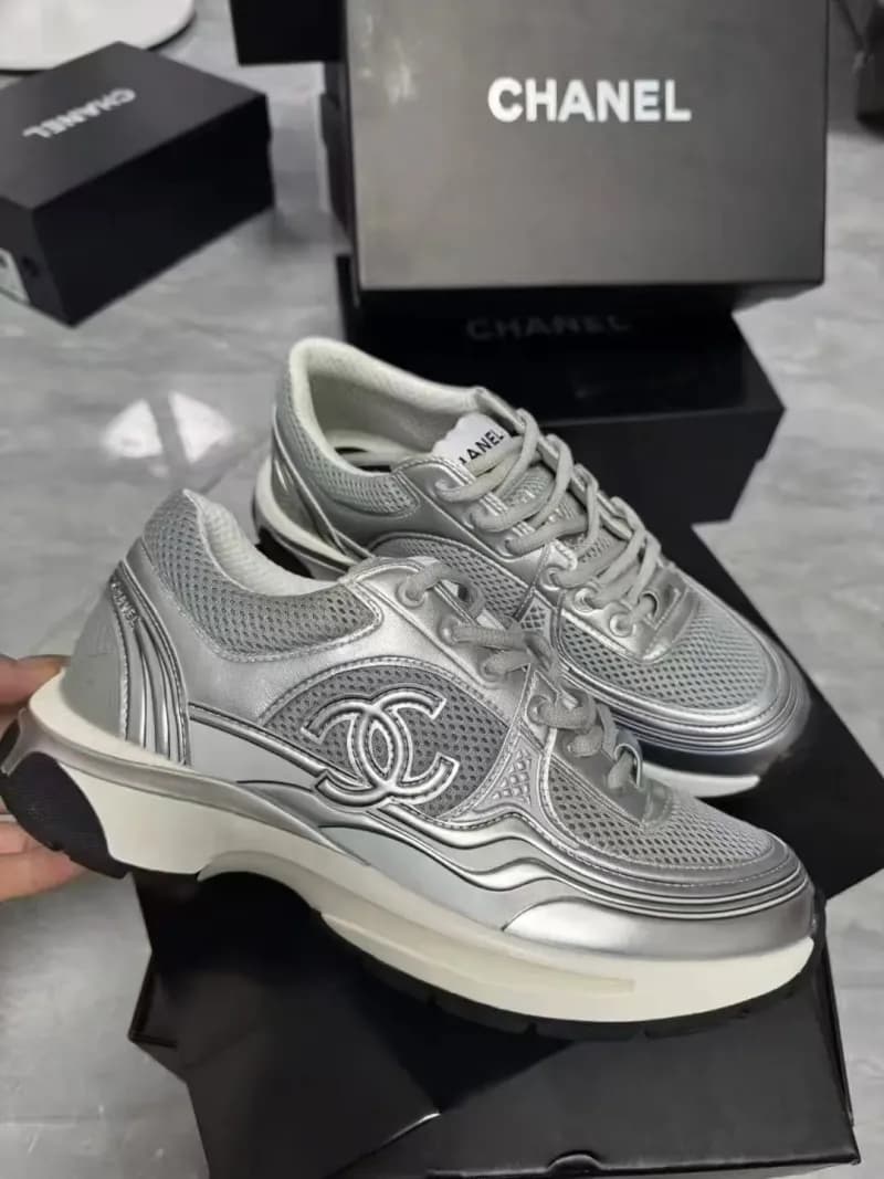 Chanel Sneaker Metallic Silver Mesh