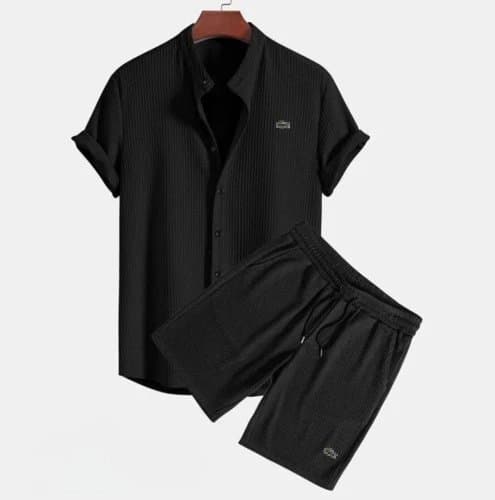 Lacoste Short-Sleeve Shirt & Shorts Set Ribbed Texture