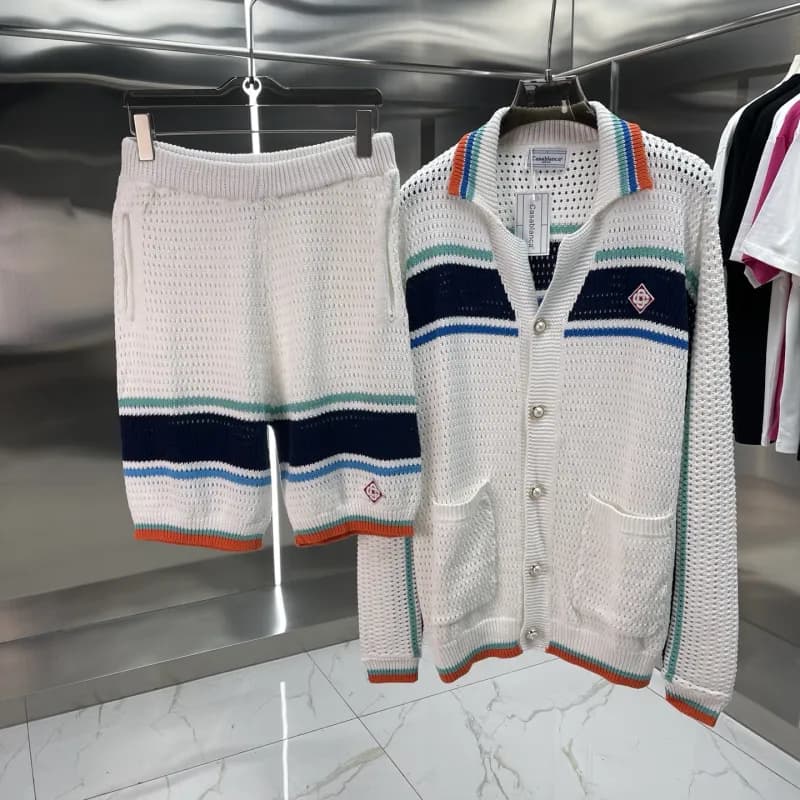Off-White Knit Polo Dress Multi-Color Zigzag — 245-12
