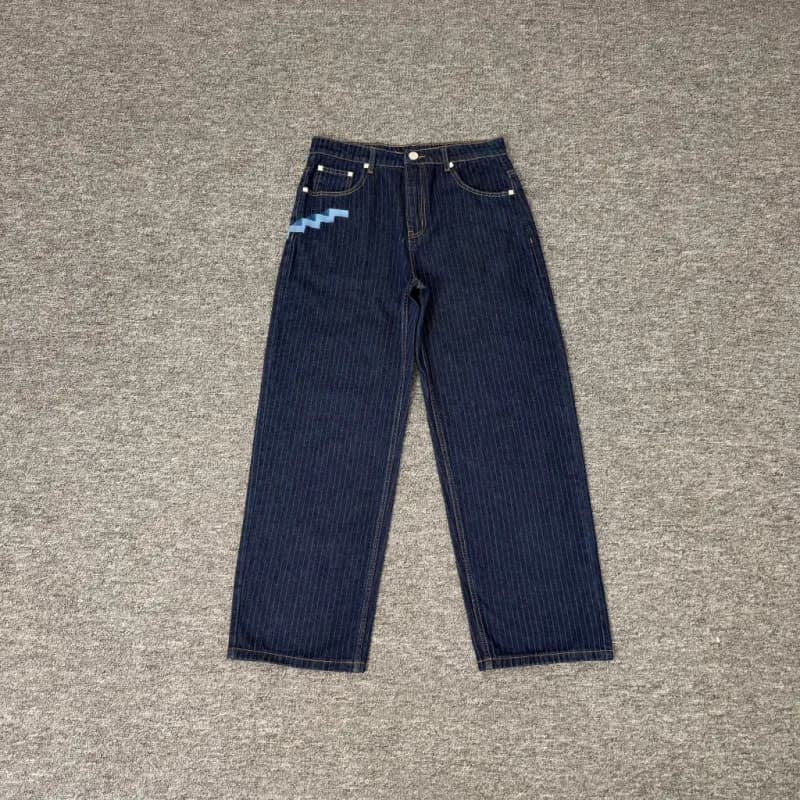 Levi's Straight Fit Jeans Pinstripe with Blue Zigzag Patch