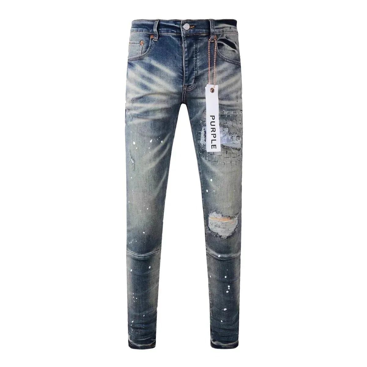 Amiri Distressed Slim Fit Jeans Paint-Splatter Patchwork