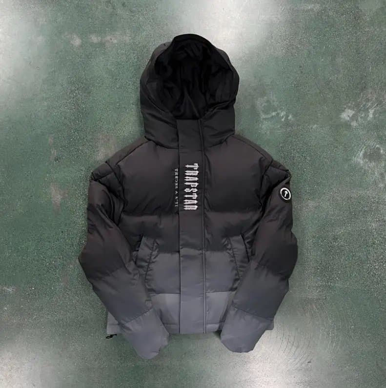 Moncler Puffer Jacket Glossy Shell — 男士门襟绣花2.0夹克-黑灰渐变