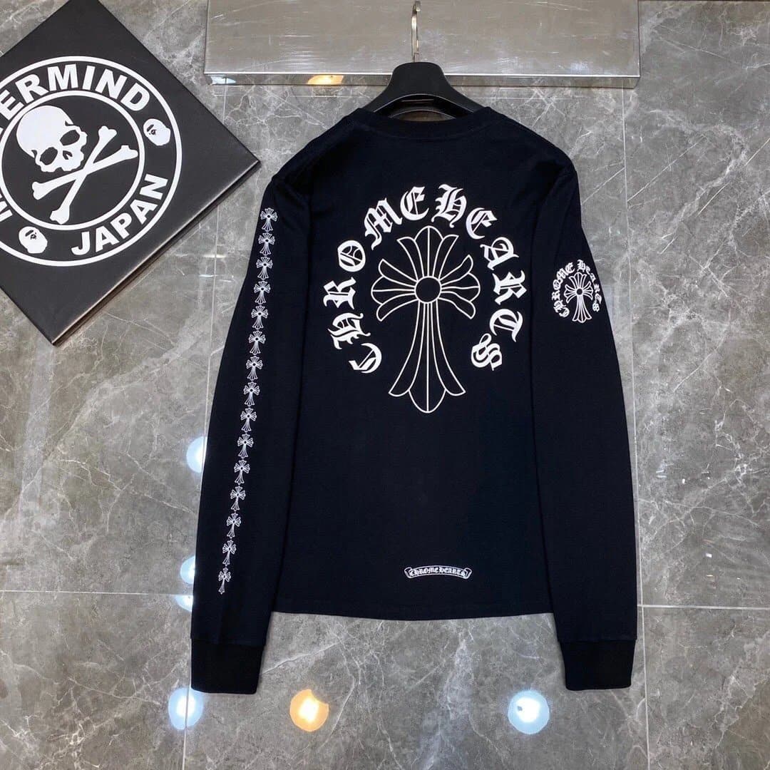 Chrome Hearts Long Sleeve Tee Crossbones Logo — 黑色cn8088