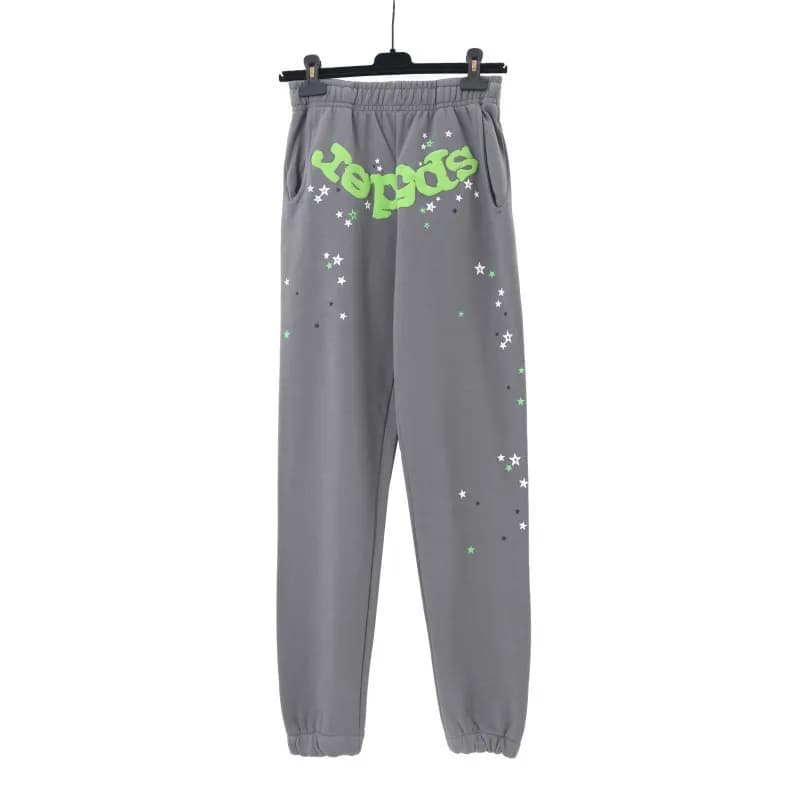 Sp5der Hooded Sweatshirt Star Print Logo — 146-2 灰色