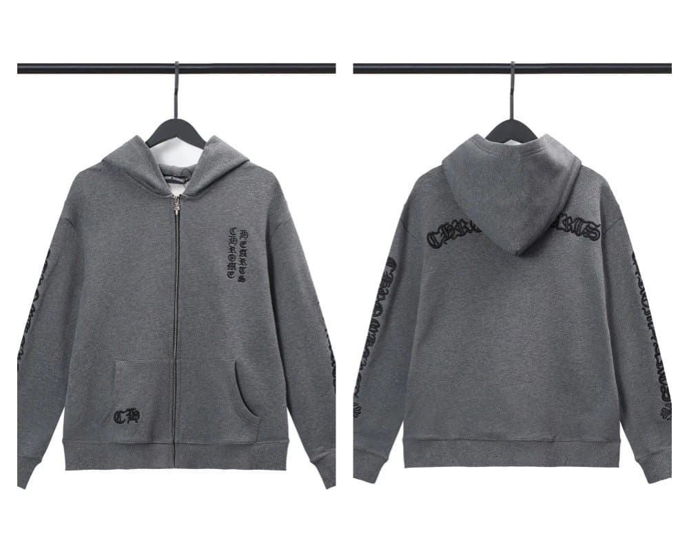 Chrome Hearts Zip-Up Hoodie Embroidered Logo