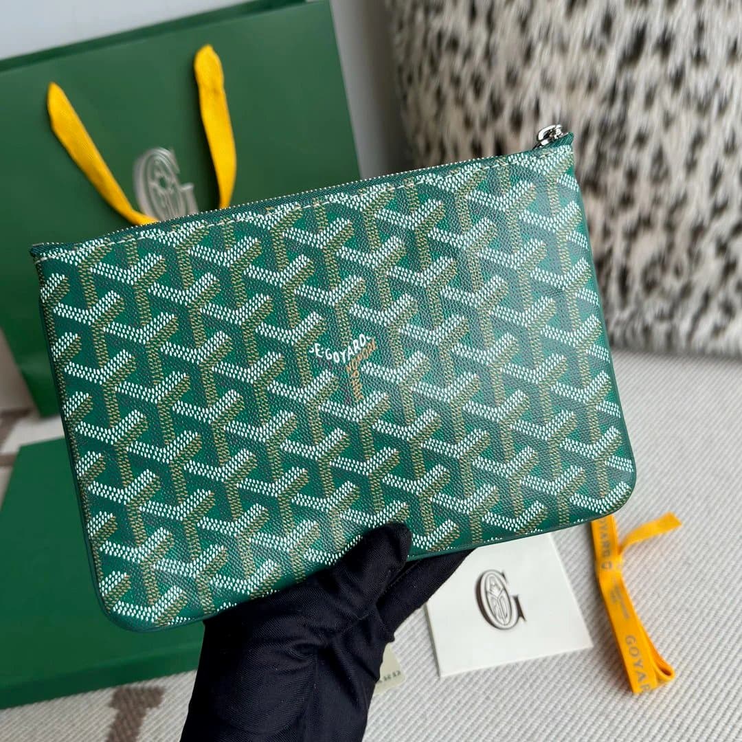 Goyard Saint Louis Pouch Green Goyardine Canvas