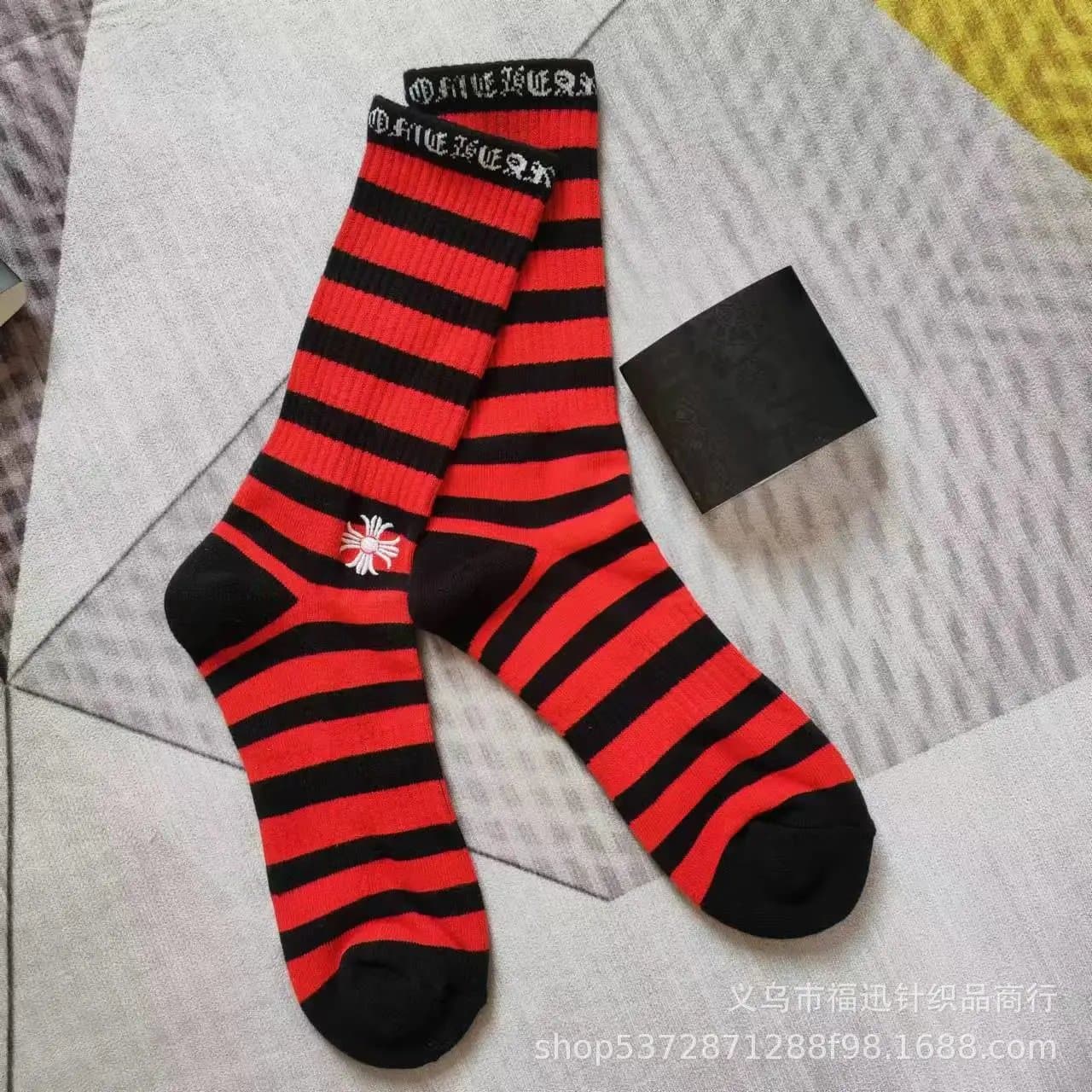 Striped Socks Chrome Hearts Logo