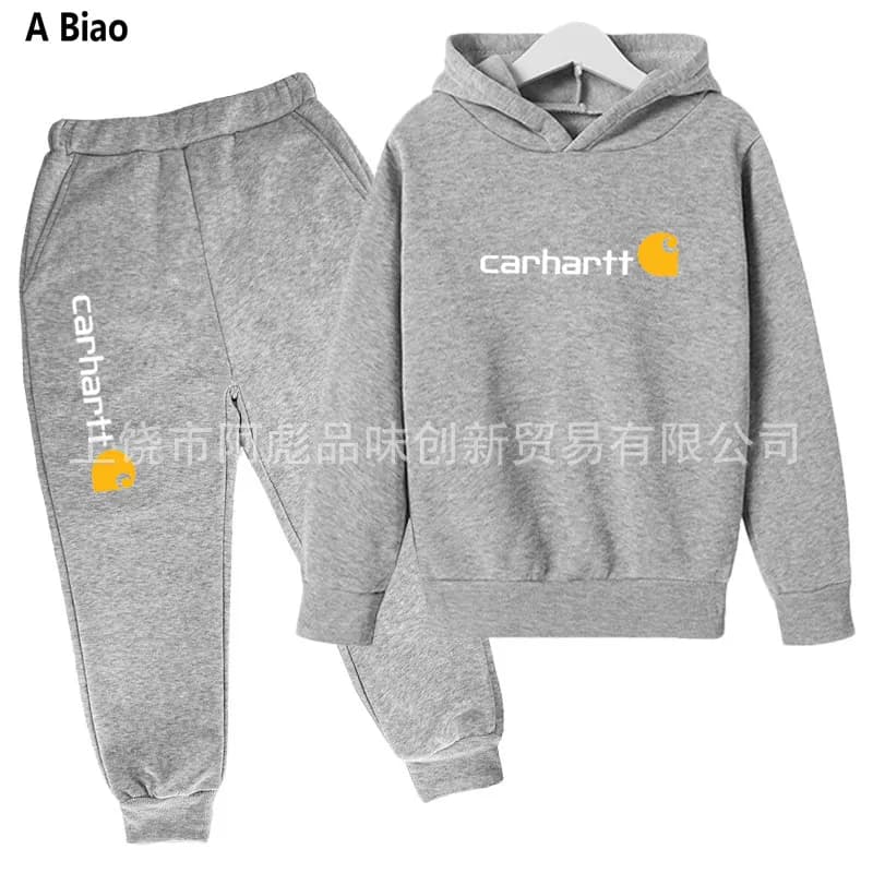 Carhartt Hoodie and Joggers Set Heather Grey with Logo
