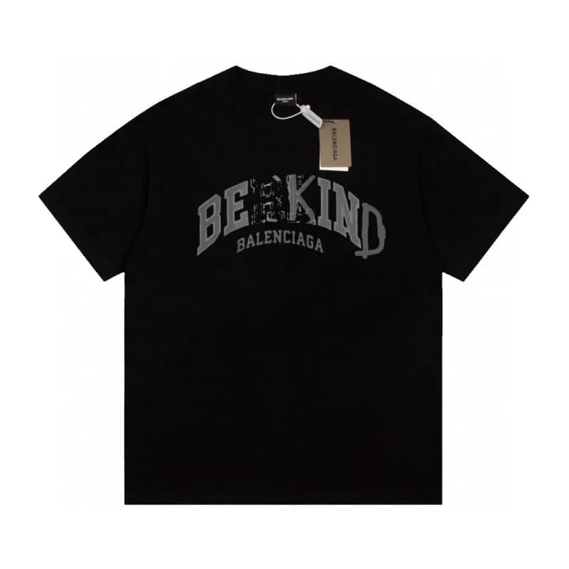 Balenciaga Logo Print T-Shirt Distressed White Logo — 黑色F169