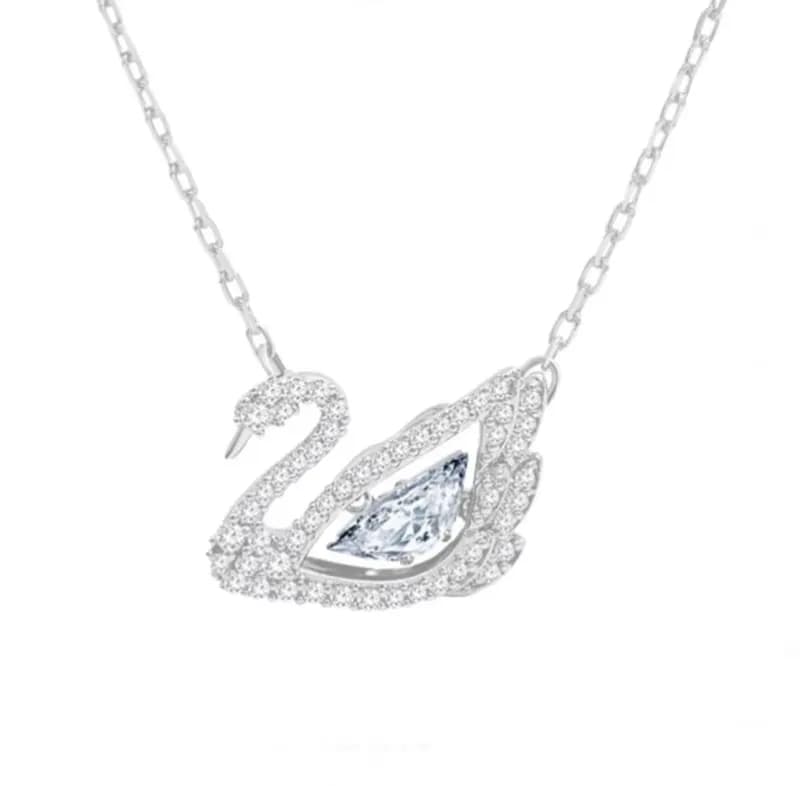 Swarovski Swan Pendant Crystal-Encrusted — Smart white swan necklace