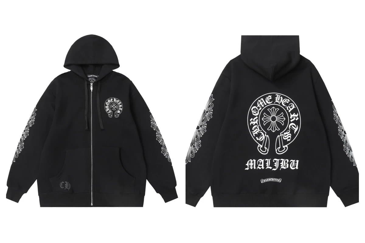 Chrome Hearts Zip-Up Hoodie Dagger Crest — 黑K24